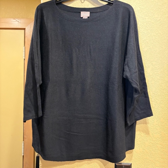 Chicos Sz 2 black dolman sleeve sweater soft lightweight - Picture 1 of 11